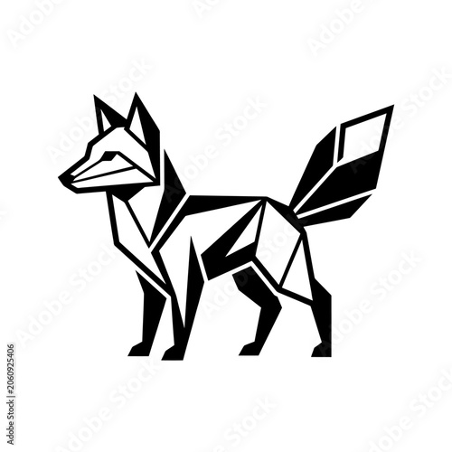 Abstract geometric fox illustration logo with geometric polygonal wildlife minimalist abstract triangle creative branding identity silhouette illustration