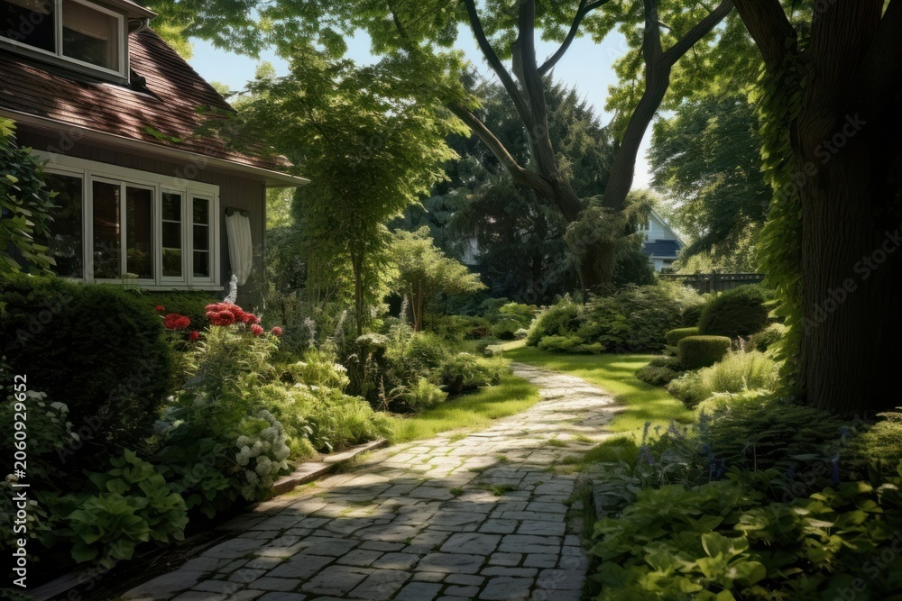 Fototapeta premium Backyard house architecture outdoors.