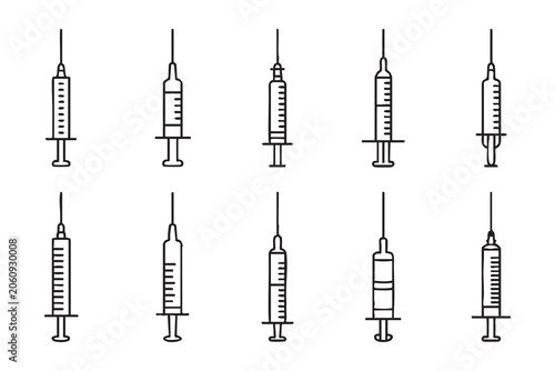 Foto Medical Syringe Icons for Vaccination Apps, Hospital Interfaces and Pharmacy Nav