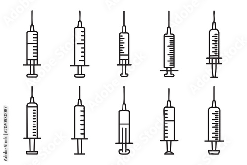 Tableau sur toile Injection Needle Symbol Collection for Healthcare Websites, Clinic Guides and Pa
