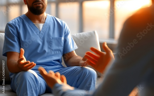 Healthcare professional in conversation with patient in consultation room