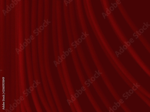 Red Theater Curtain Drape - Deep red fabric with flowing vertical folds and dramatic shadows. Ideal for stage, performance, event, and background designs