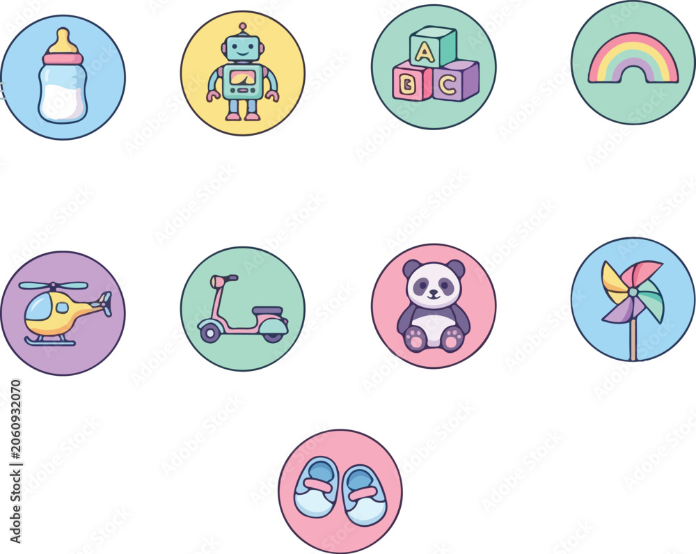 Fototapeta premium Colorful baby icons