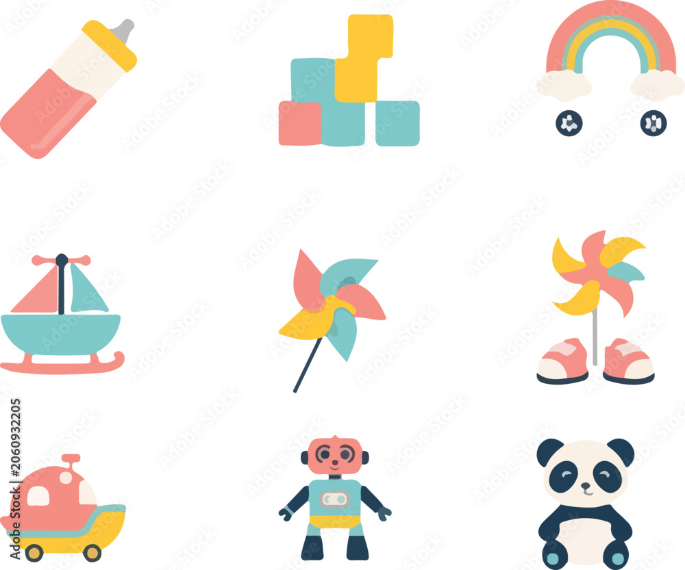 Fototapeta premium Colorful baby icons
