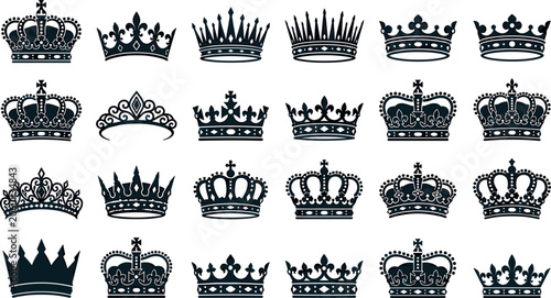 Canvastavla Large collection of royal king queen crown silhouette vectors and luxury tiara i