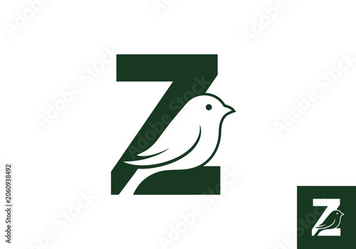 Letter z with bird logo illustration symbol for brand identity concept