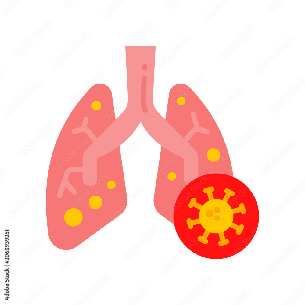 Fototapeta premium Pneumonia flat color icon