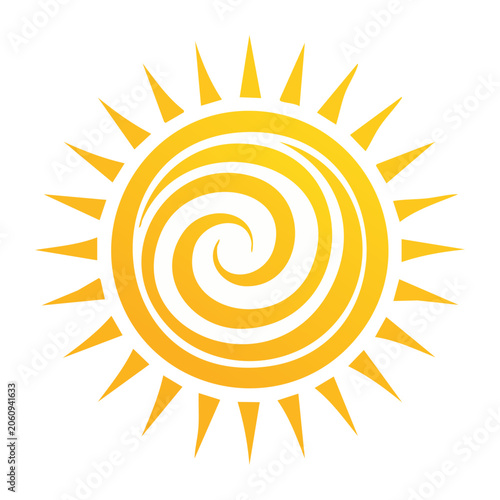 Flat design yellow sun with rays vector icon