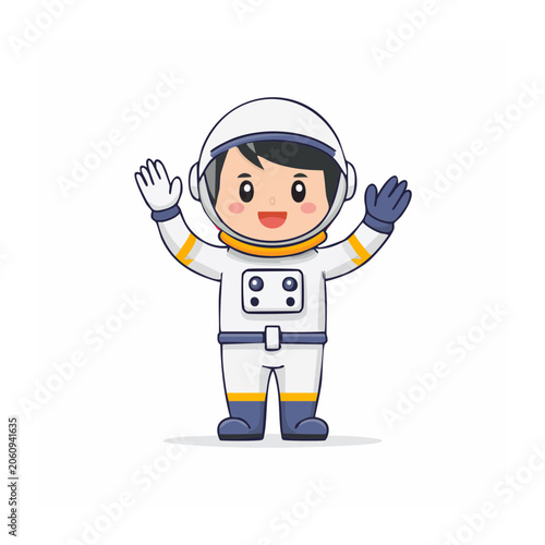 Friendly blue and yellow robot character