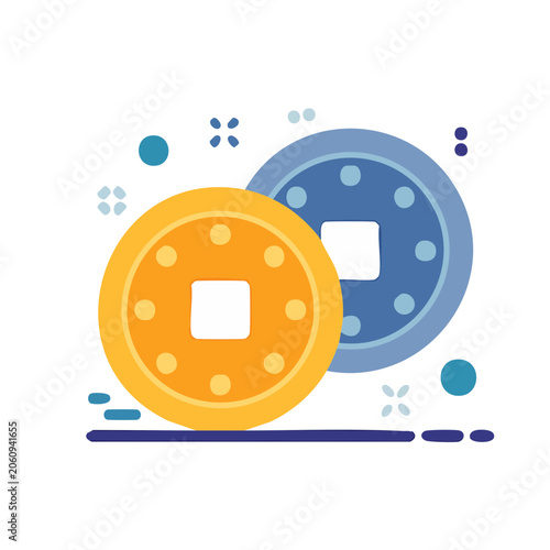 Geometric logo with blue circle and orange square