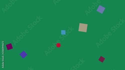 Confetti falling in slow motion on green background with black for title overlay