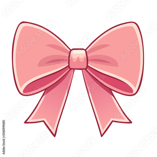 Pink heart with ribbon bow vector