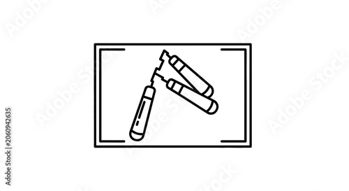 Nunchaku Icon, Martial Arts Weapon, Fighting Equipment, Combat Sport Symbol
