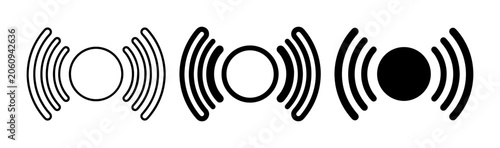 Photos Signal Icons Set, Wireless Wave Symbols, Broadcast Transmission Graphics, Radio