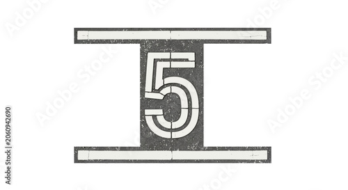 Number 5 Stencil on Grungy Surface with White Lines