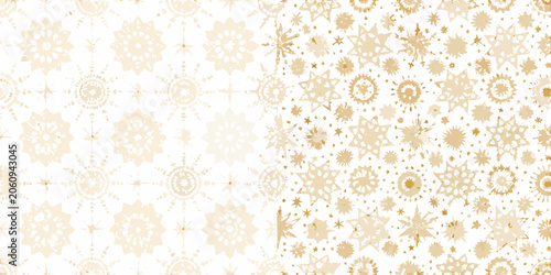Fotografie Golden snowflake pattern with varying density a repeating winter themed vector i