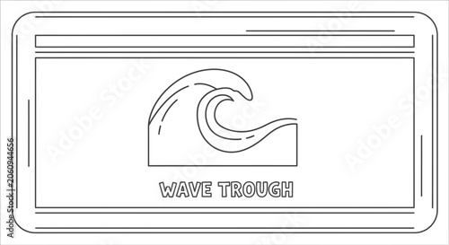 Ocean Wave Trough Outline Illustration - Sea Water Crest and Valley
