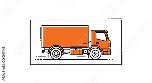 Orange Delivery Truck Icon, Vector Illustration, Transportation and Logistics Concept