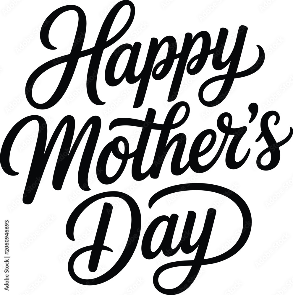 Naklejka premium Elegant cursive calligraphy text happy mother day isolated on white background vector art
