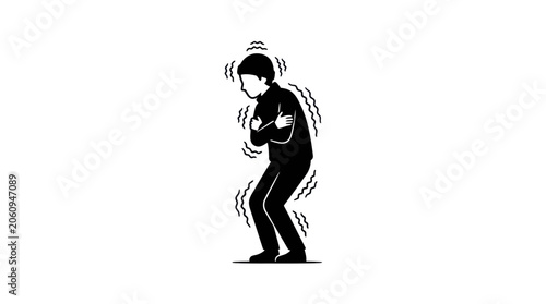 Bild auf Leinwand Person Shivering Minimalist Vector Illustration