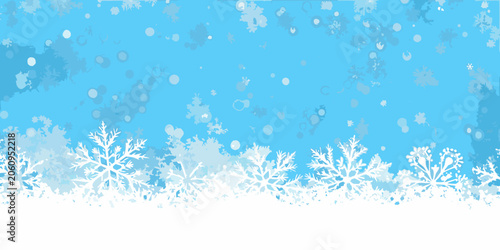 Quadro su tela Snowflake pattern illustration with a light blue and white color scheme forming