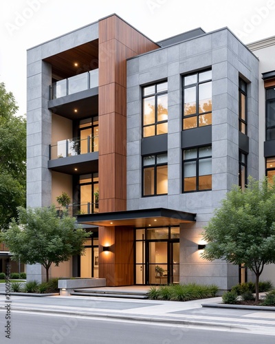 premium residential facade showcasing modern materials, refined geometry and contemporary lifestyle architecture