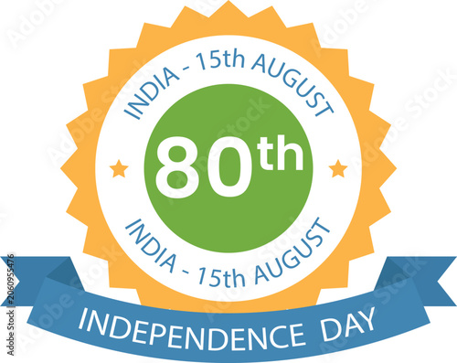 India Independence Day Badge Logo Vector | 15 August Celebration Emblem | Indian National Holiday Sticker | Patriotic Independence Day Label Design