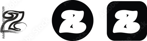 Photos Three variations of the letter z featuring a brush stroke outline, a white lette