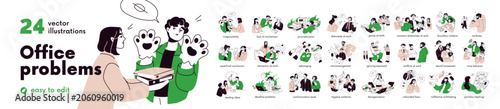 Foto Office problems and bad work behavior, concept set