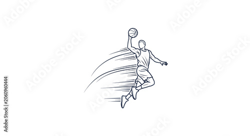 Obraz na płótnie Basketball Player Slam Dunk Vector Illustration