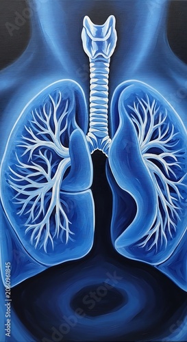 Human Respiratory System Anatomy Medical Illustration.