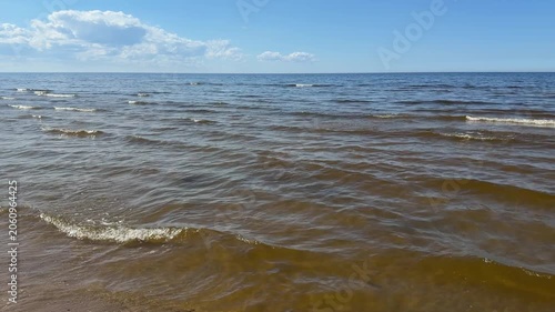 Baltic Sea waves near Jurmala coastline Latvia travel footage