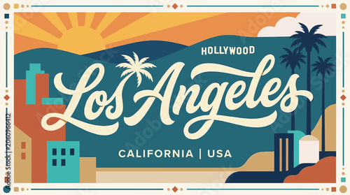 Los Angeles California USA: Retro Travel Illustration