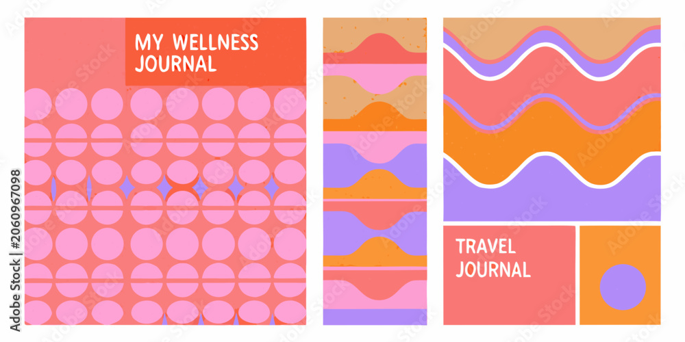 Obraz premium Abstract Wave And Circular Pattern Journal Covers A Colorful Vector Illustration Arrangement motif wavy