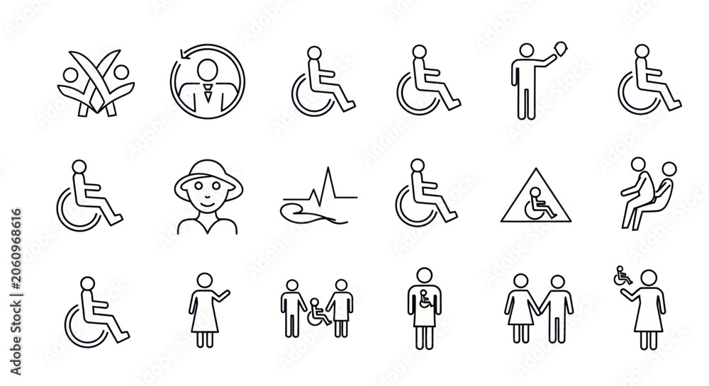 Fototapeta premium Accessibility and Disability Awareness Icon Set