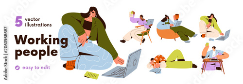 Tableau sur toile Working people set