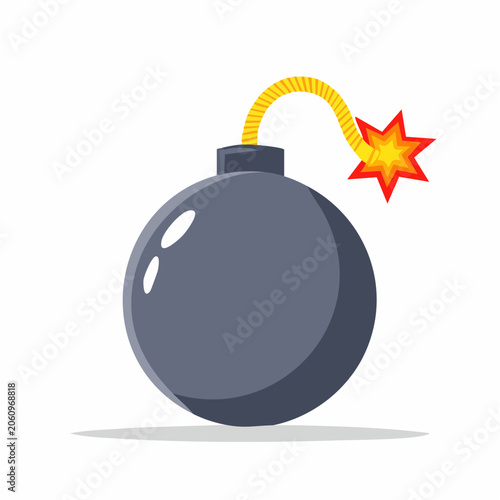 Cartoon Bomb with Burning Fuse
