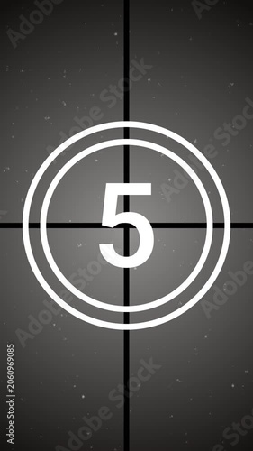 10 Old film countdown vertical retro style countdown animation from 10 to 0 number 4k video.