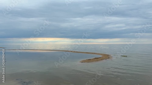 Sandbar formation in Gulf of Riga Latvia coastal landscape