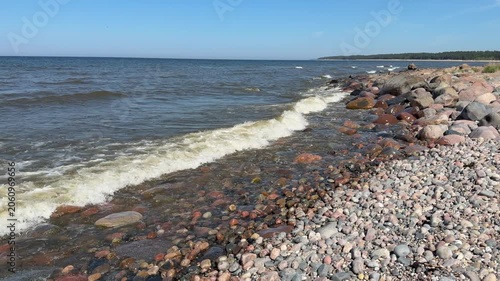 Rocky Baltic coast with waves in Latvia nature travel destination
