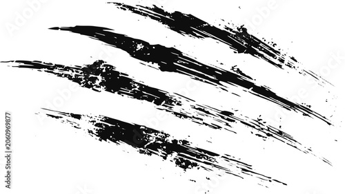 Schilderij op canvas Abstract Claw Mark Vector with Distressed Grunge Texture Aggressive Scratch Streaks and Clean White Background Composition