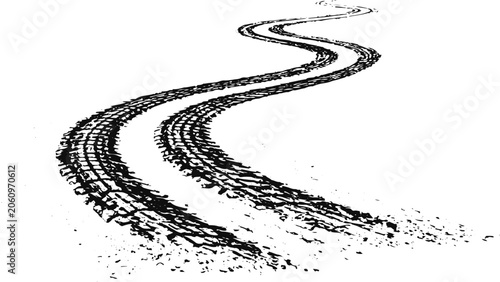 Принти на полотні Black and White Tire Track Texture Pack with Skid Marks Racing Tread Patterns Grunge Ink Splatters and Automotive Vector Design Elements