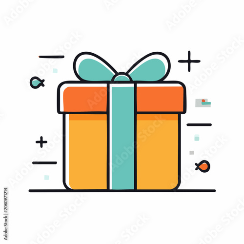 Gift Box Icon with Ribbon and Bow