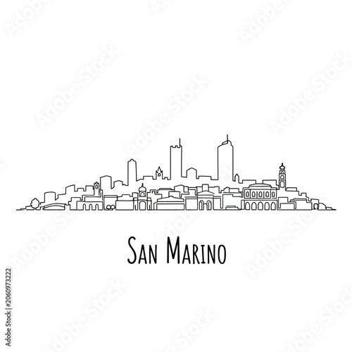 San Marino Skyline Silhouette Illustration - Minimalist Cityscape