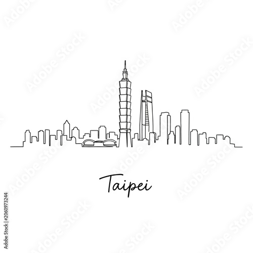 Taipei City Skyline Illustration: Modern Architecture Outline