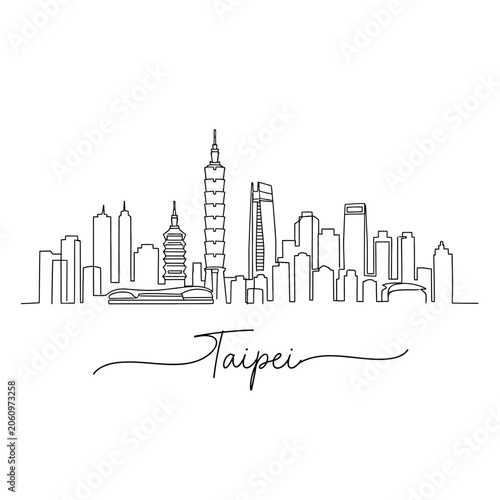 Taipei City Skyline Minimalist Line Art