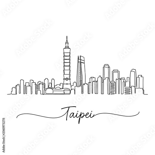 Taipei City Skyline Minimalist Line Art