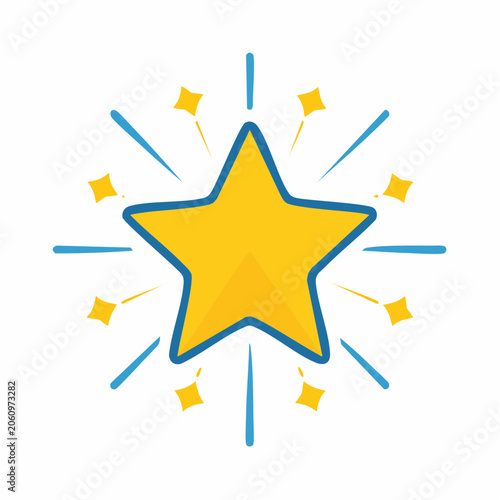 Yellow Star with Blue Sparkles