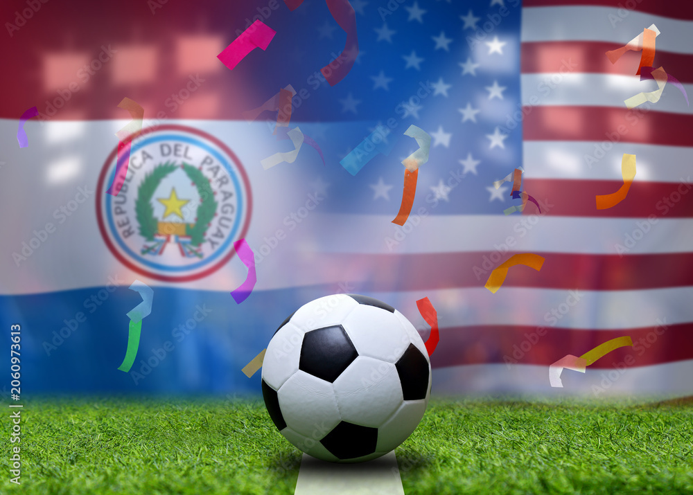 Naklejka premium Football Cup competition between the national Paraguay and national America.