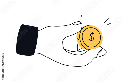 Foto Hand holding dollar coin